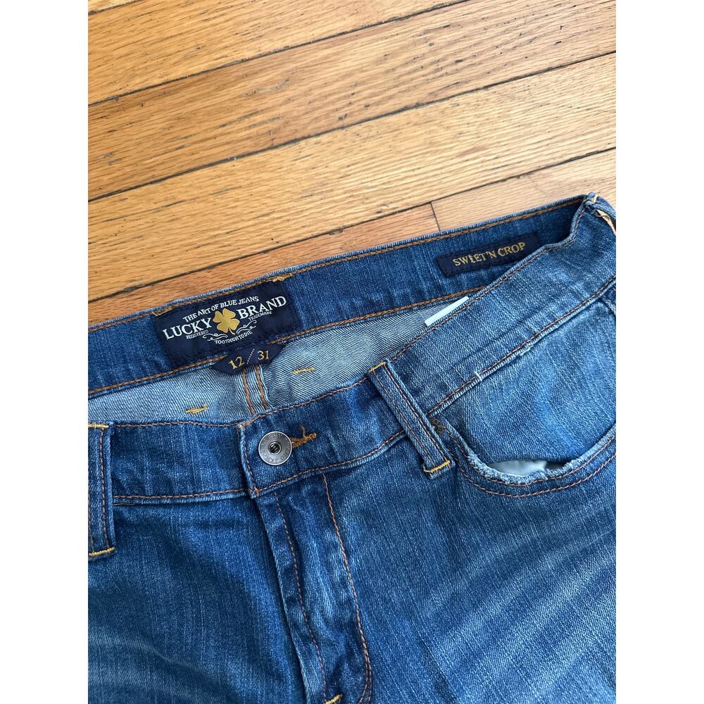 Lucky Brand Sweet N Crop Jeans Womens 12/31 Embroidered Pocket Mid Rise Straight - Picture 4 of 8